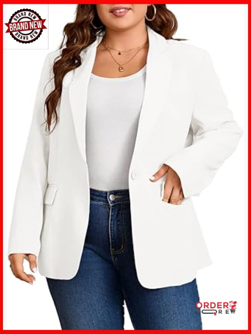 Plus Size Blazer Open Front Lapel Long Sleeve Office Work Suit Jacket